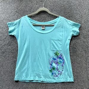 Rainforest Cafe T-Shirt Top Small Blue Pocket Tee Beach Sequin Casual Souvenir